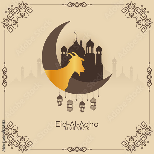 Eid Al Adha mubarak festival greeting crescent moon background