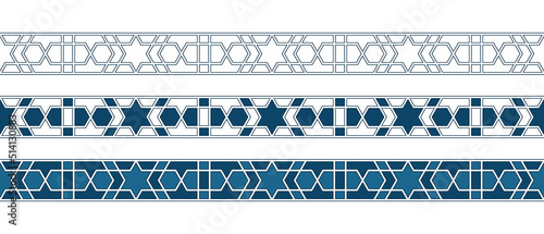 Set of borders of Islamic pattern for Ramadan greetings cards and templates. Vector illustration.