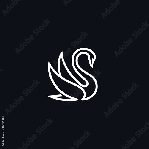 Fototapeta Naklejka Na Ścianę i Meble -  Swan logo vector icon line illustration