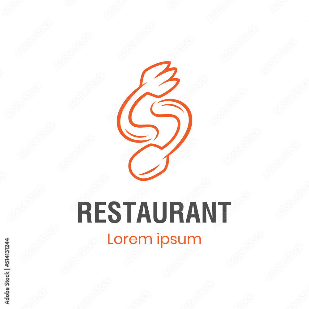 Letter s restaurant food icon with spoon and fork logo, tableware logo, fast food restaurant logo, catering icon design Letter s restaurant food icon with spoon and fork logo, tableware logo, fast food restaurant logo, catering icon design