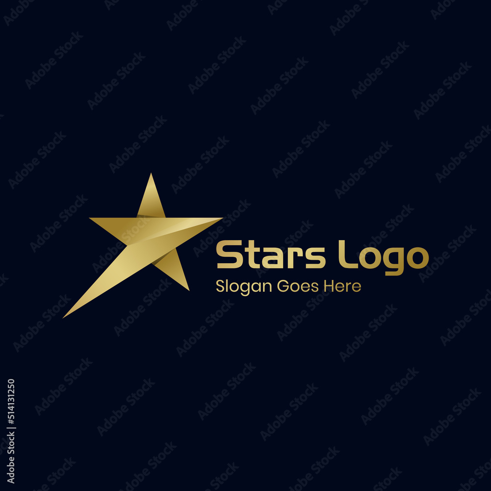 Obraz premium Luxury Gold Star arrow logo design, abstract rising stars modern logo icon symbol graphic design element