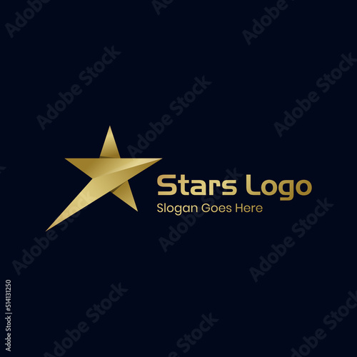 Luxury Gold Star arrow logo design, abstract rising stars modern logo icon symbol graphic design element