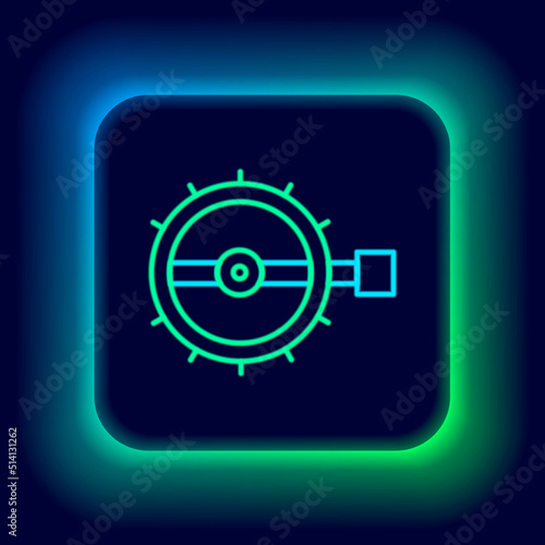 Glowing neon line Trap hunting icon isolated on black background. Colorful outline concept. Vector