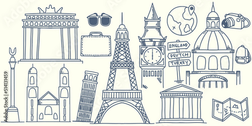 Hand drawing doodle travel ...