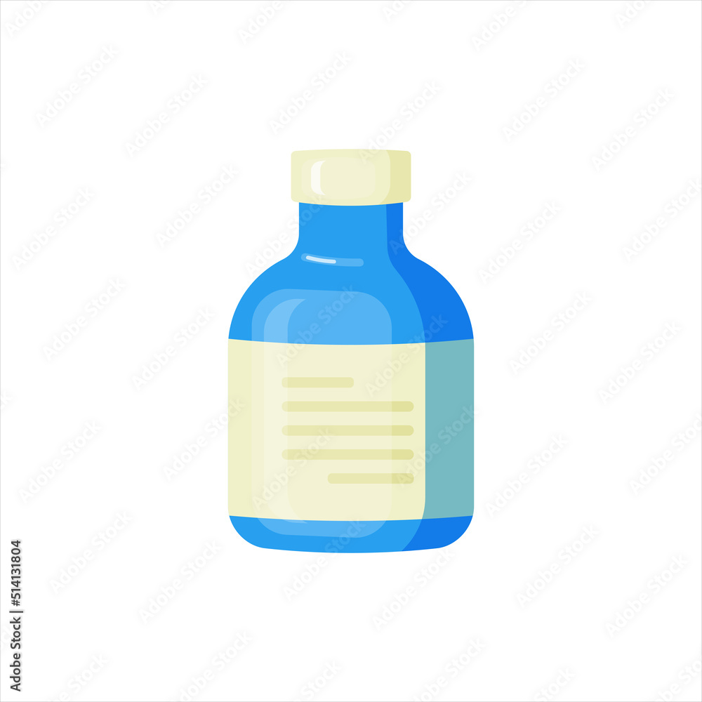 Medical bottle with label. Flat vector illustration. Medical bottle with label. Flat vector illustration.