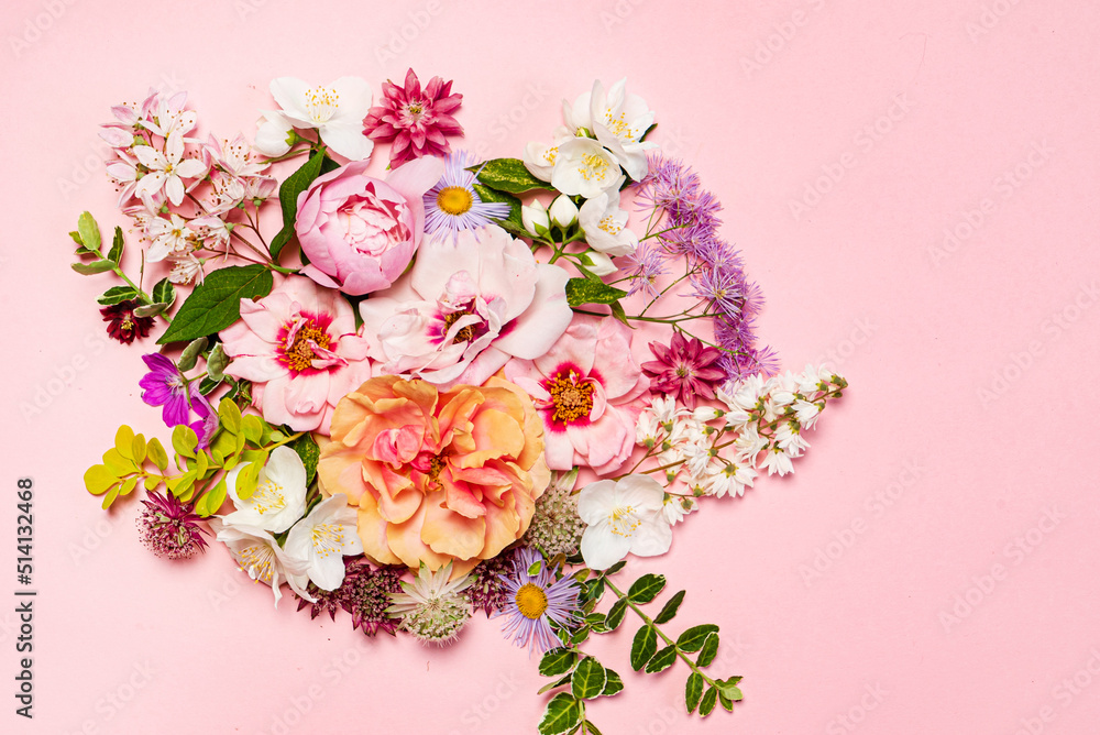 nice flowers on the pink background nice flowers on the pink background