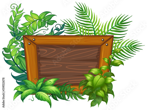Wooden board template with nature leaves