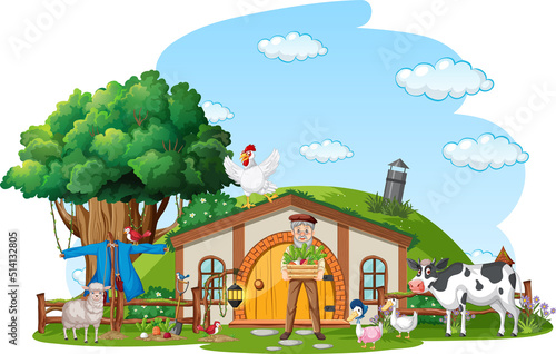 Farmer at the rural farm house