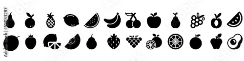Fruits vector icon set. Vitamin illustration sign collection. vegetarian symbol.