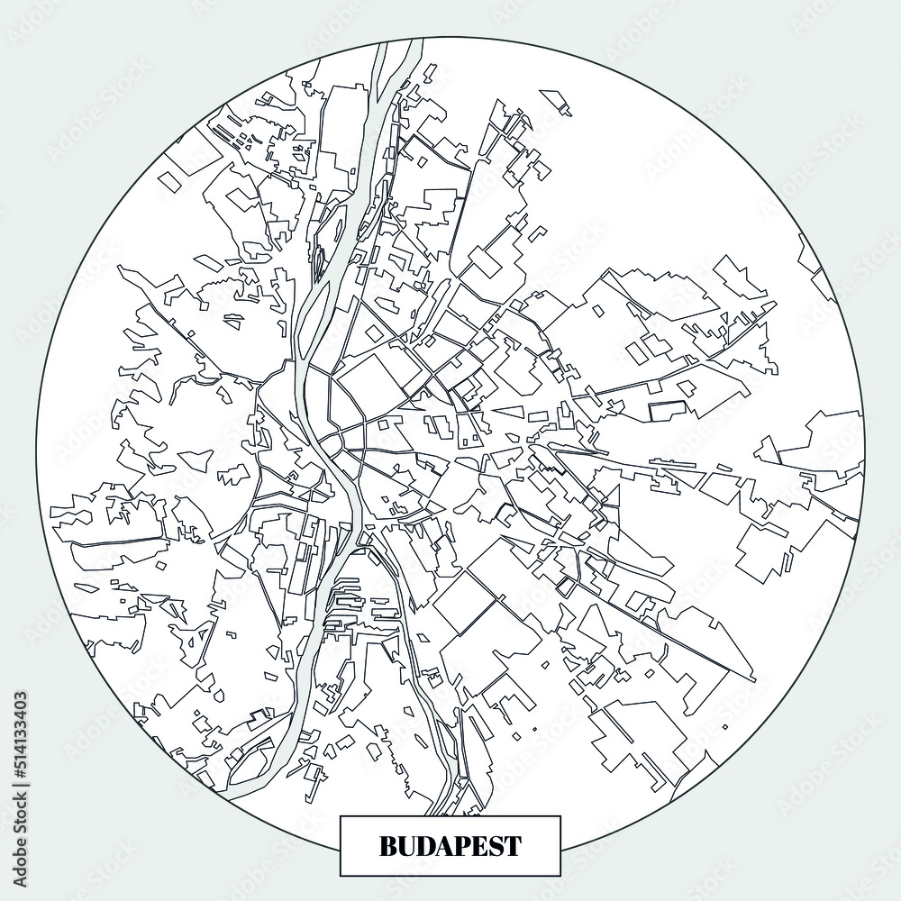 Circle design map from Hungary capital, Budapest Circle design map from Hungary capital, Budapest