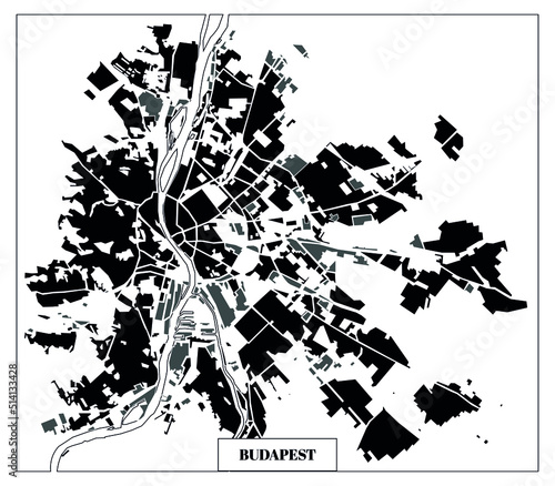 Vector Budapest Map Illustration Hungary