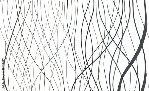 Abstract Marker Hand Drawn Background Texture. Background Illustration Wavy Lines in Doodle Style Hand Drawn Sketch Art. Black Waves on White background.