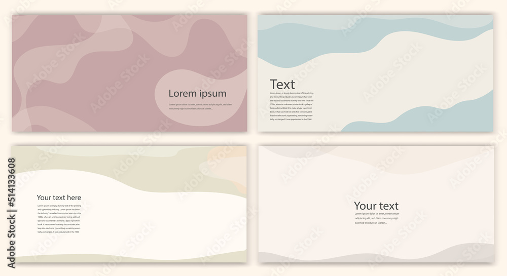 Creative modern layout template set in minimalist style with curved shapes.Set poster copy space.Backgrounds banner leaflet covers or web pages with trendy colors for corporate identity
