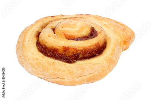 Sweet cinnamon roll isolated on white background