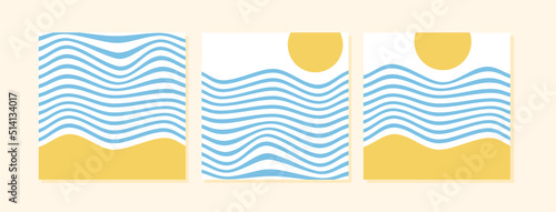 Hello Summer greeting card in 60s 70s retro style. Set of square card with trippy psychedelic checkerboard background and vintage lettering. Poster with daisy flowers. Vector funky hippie illustration