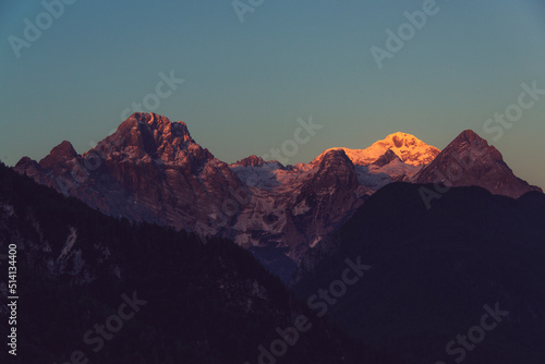 Mountain peaks at sunrise
