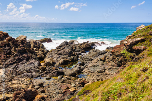 Rocky shore at the Tacking Point Lighthouse - Port Macquarie, NSW, Australia