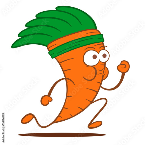Cartoon jogging running carrots fitness Healthy care food lifestyle vector