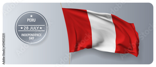 Peru independence day vector banner  greeting card.