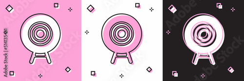 Set Target sport icon isolated on pink and white, black background. Clean target with numbers for shooting range or shooting. Vector
