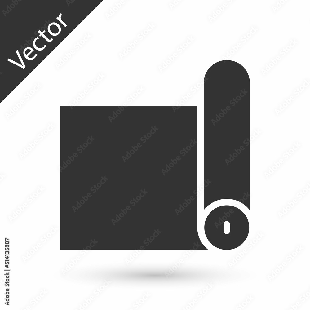 Grey Fitness mat roll icon isolated on white background. Yoga mat rolled. Sport equipment. Vector Grey Fitness mat roll icon isolated on white background. Yoga mat rolled. Sport equipment. Vector