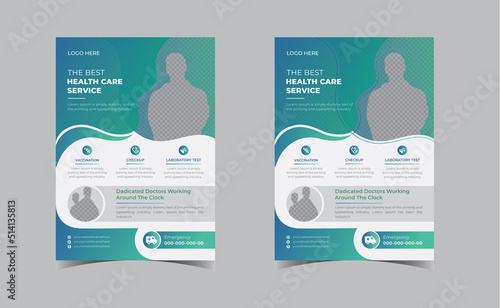Healthcare flyer, poster layout with gradient color