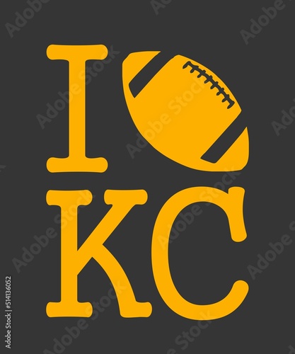 I Love Kansas City Football is a vector design for printing on various surfaces like t shirt, mug etc.
