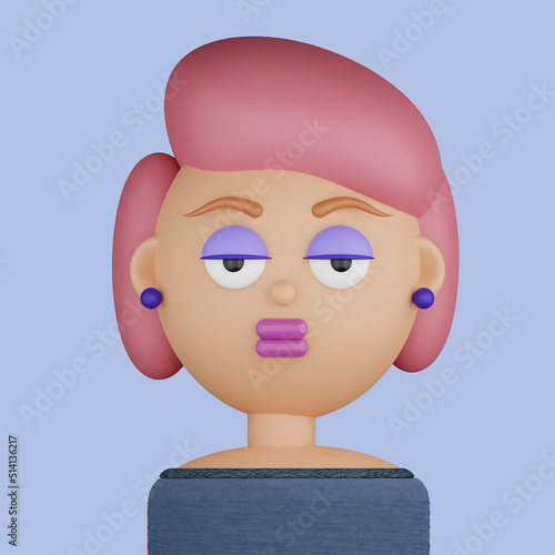 3D cartoon avatar of young woman