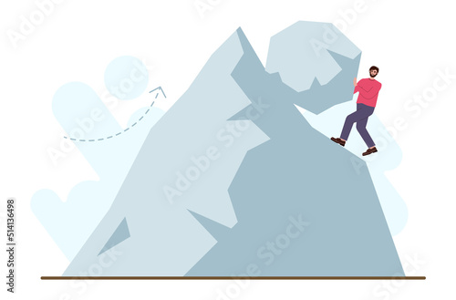 Challenge concept. Business character overcoming obstacles and hurdles