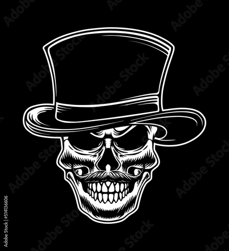 Skull mafia gangster badge design vintage vector logo illustration