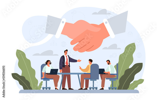 Cooperation teamwork concept. Collaboration and teamwork. Office