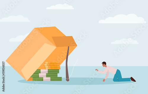 Financial trap concept. Investment risk or low level of financial