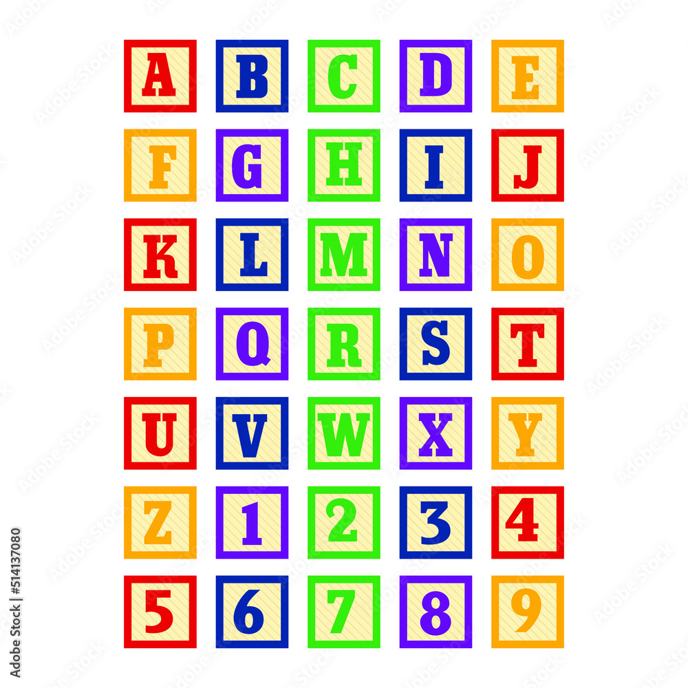 Illustration of a set of children s wooden alphabet blocks