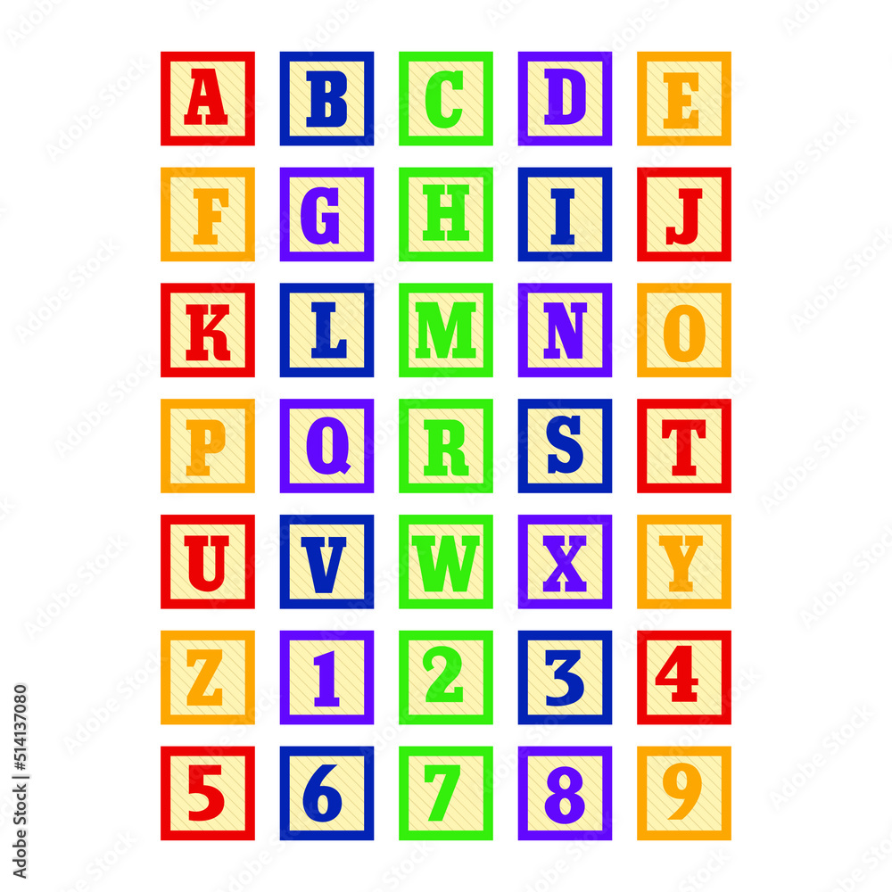 Illustration of a set of children s wooden alphabet blocks Illustration of a set of children s wooden alphabet blocks