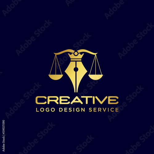 Justice Law Logo or lawyer logo also law firm logo design