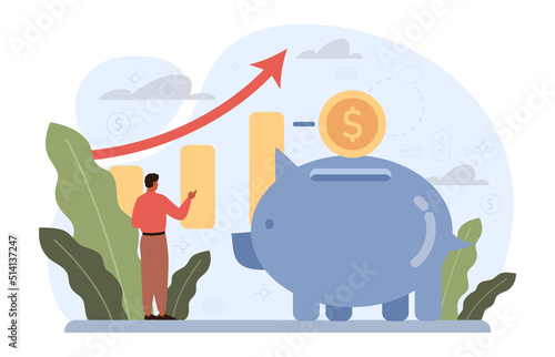 Financial inflation concept. Growing up prices for goods and value