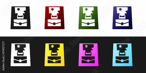 Set Handbag icon isolated on black and white background. Female handbag sign. Glamour casual baggage symbol. Vector