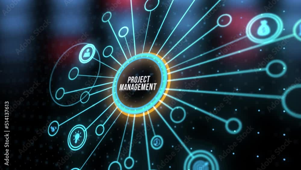 Internet, business, Technology and network concept. Project management concept. Virtual button.