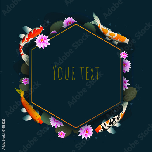 Fish koi logo and symbol vector image. Template for poster and prints.