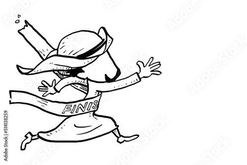 Arab investor successfully reach finish line. Winning business competition concept. Cartton vector illustration design