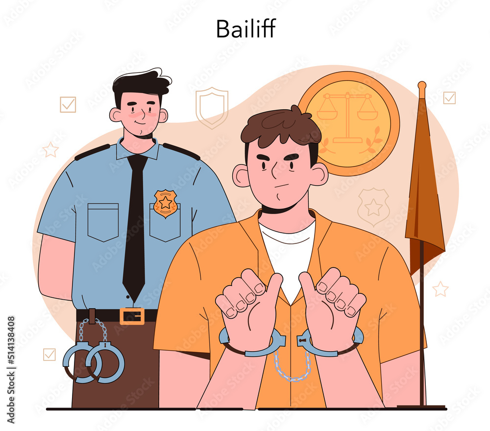 Bailiff concept. Court officer confiscating a property from owner