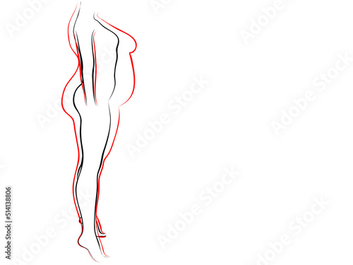 Vector conceptual fat overweight obese female vs slim fit healthy body after weight loss or diet with muscles thin young woman isolated. Fitness, nutrition or fatness obesity, health silhouette shape