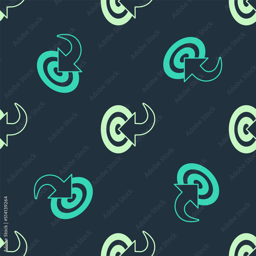 Green and beige Target financial goal concept icon isolated seamless pattern on blue background. Symbolic goals achievement, success. Vector Green and beige Target financial goal concept icon isolated seamless pattern on blue background. Symbolic goals achievement, success. Vector