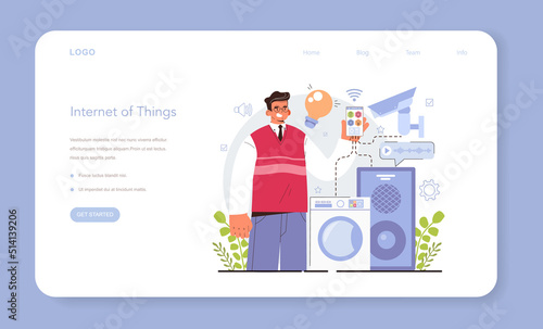Internet of things development web banner or landing page
