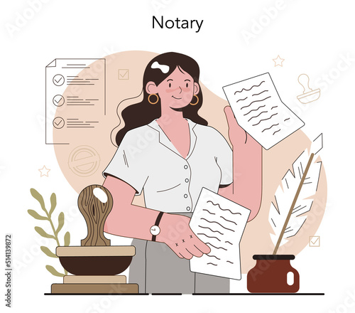 Notary service concept. Professional lawyer signing and legalizing paper