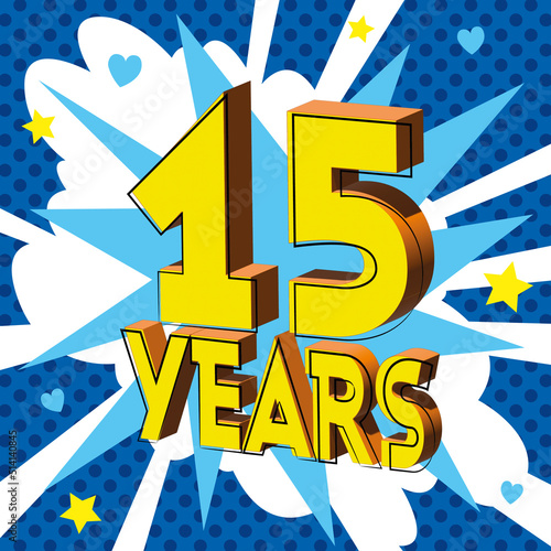 15 ans Carte Anniversaire BirthDay popart Bleu