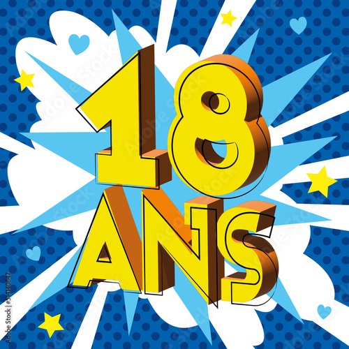 18 ans Carte Anniversaire popart Bleu