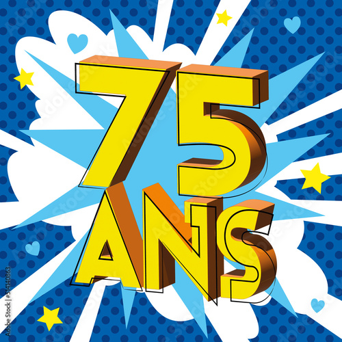 75 ans Carte Anniversaire popart Bleu