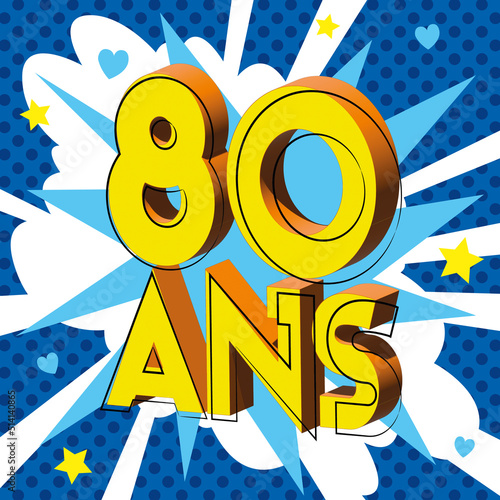 80 ans Carte Anniversaire popart Bleu