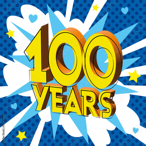 100 ans Carte Anniversaire BirthDay popart Bleu